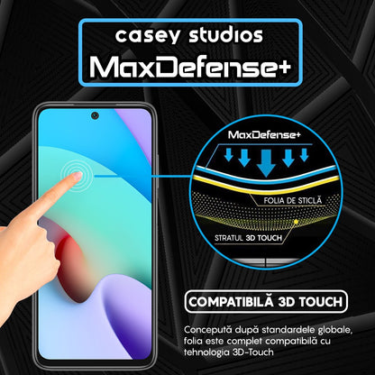 Folie Sticla MaxDefense+ - Xiaomi Redmi 10/Redmi 10 2022 - Negru