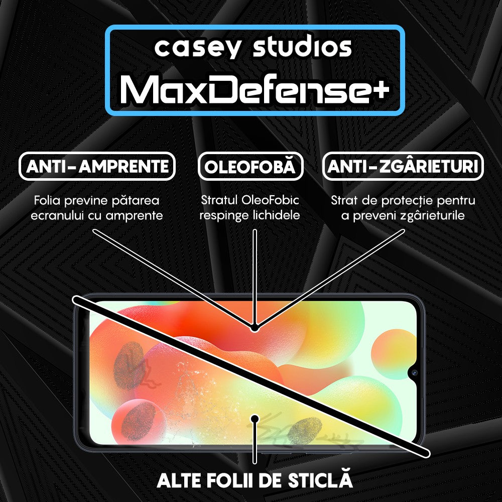 Folie Sticla MaxDefense+ - Xiaomi Redmi 10C/12C - Negru