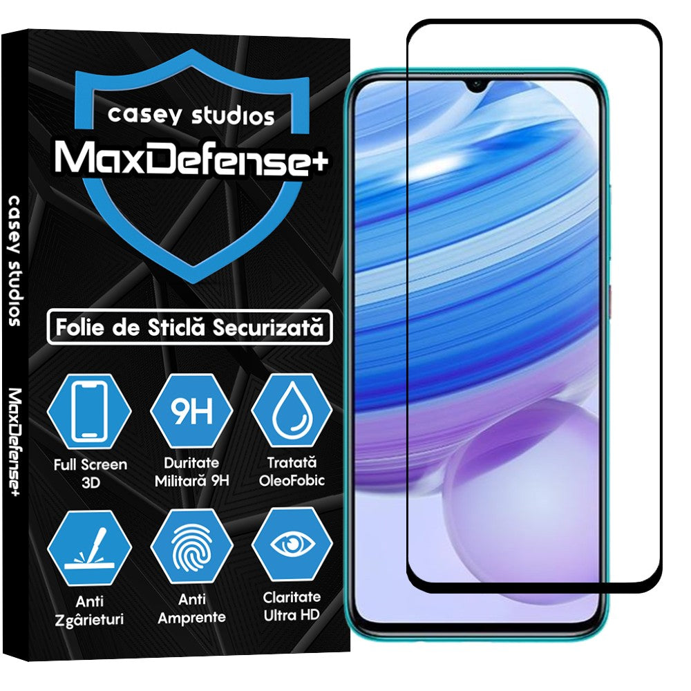 Folie Sticla MaxDefense+ - Xiaomi Redmi 10X 5G/Redmi 10X Pro 5G - Negru