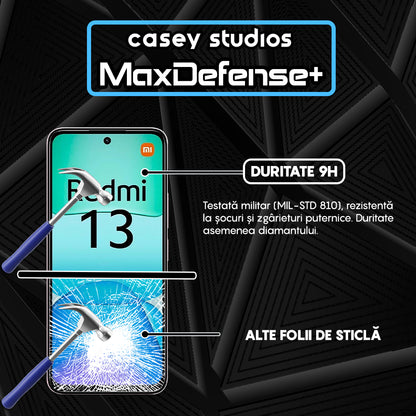 Folie Sticla MaxDefense+ - Xiaomi Redmi 13 - Negru