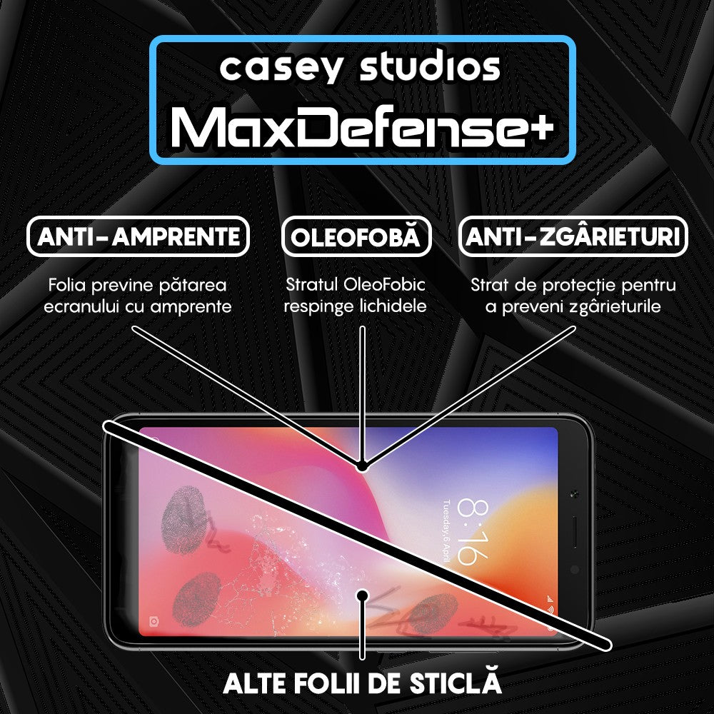 Folie Sticla MaxDefense+ - Xiaomi Redmi 6/Redmi 6A - Negru
