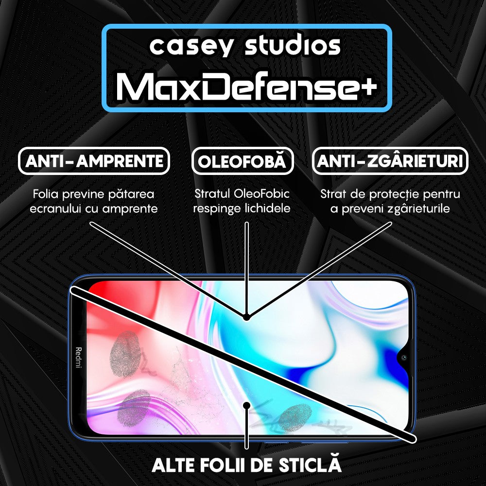 Folie Sticla MaxDefense+ - Xiaomi Redmi 8/Redmi 8A - Negru