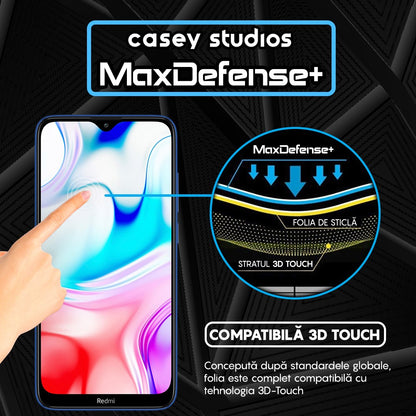 Folie Sticla MaxDefense+ - Xiaomi Redmi 8/Redmi 8A - Negru