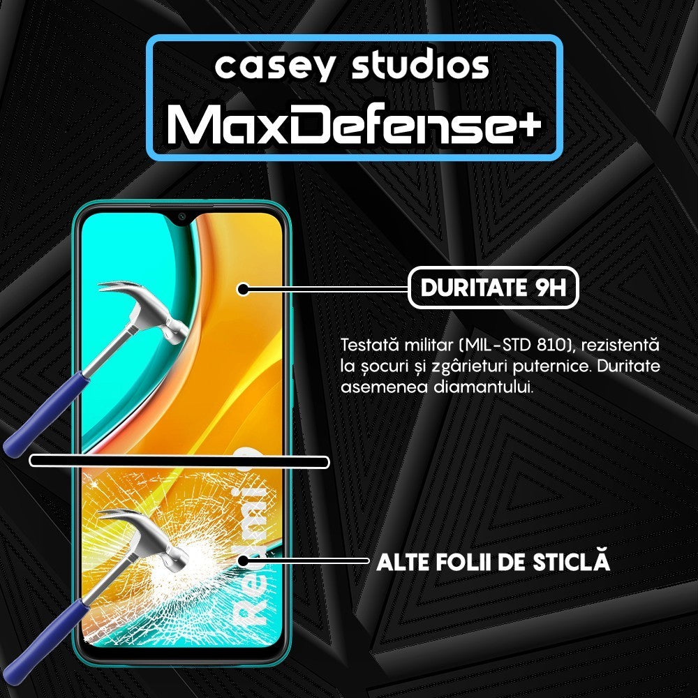 Folie Sticla MaxDefense+ - Xiaomi Redmi 9 - Negru
