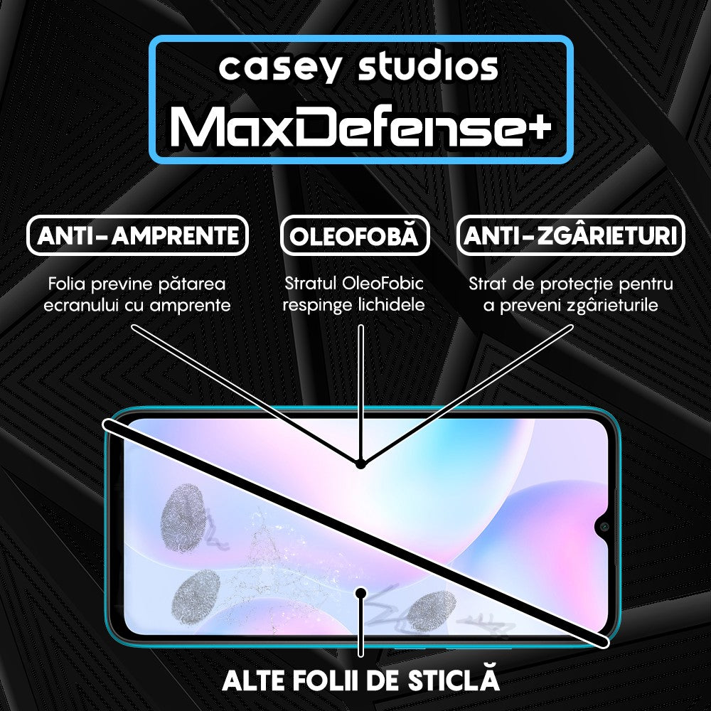 Folie Sticla MaxDefense+ - Xiaomi Redmi 9A/Redmi 9C NFC/Redmi 9C/Redmi 9AT/Redmi 10A - Negru
