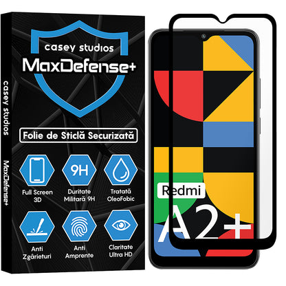 Folie Sticla MaxDefense+ - Xiaomi Redmi A1/Redmi A1 Plus/Redmi A2/Redmi A2 Plus - Negru
