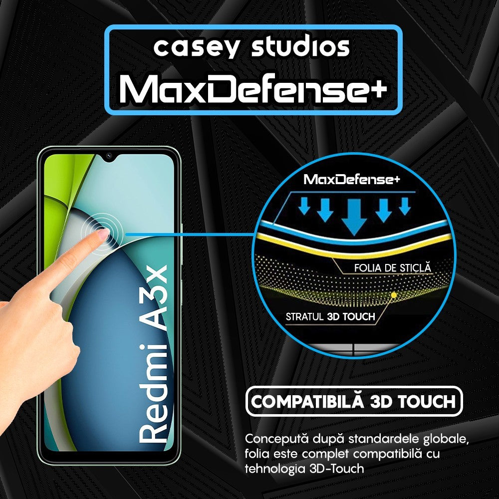 Folie Sticla MaxDefense+ - Xiaomi Redmi A3x - Negru