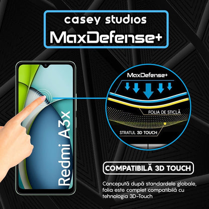 Folie Sticla MaxDefense+ - Xiaomi Redmi A3x - Negru