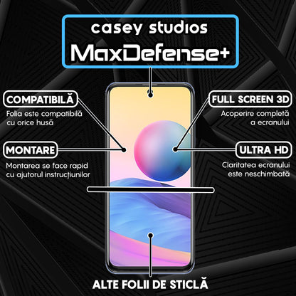 Folie Sticla MaxDefense+ - Xiaomi Redmi Note 10 5G - Negru