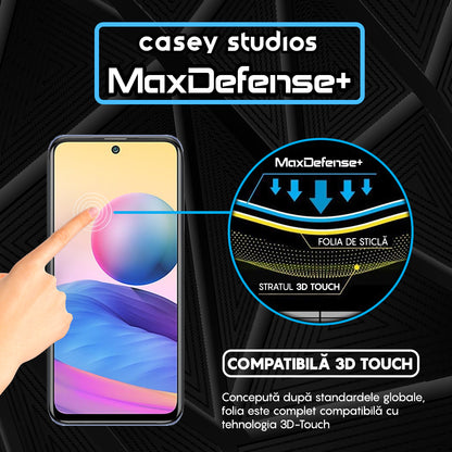 Folie Sticla MaxDefense+ - Xiaomi Redmi Note 10 5G - Negru