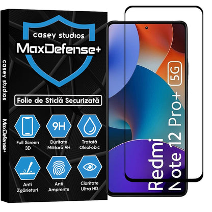 Folie Sticla MaxDefense+ - Xiaomi Redmi Note 12 Pro 5G/Redmi Note 12 Pro+ - Negru