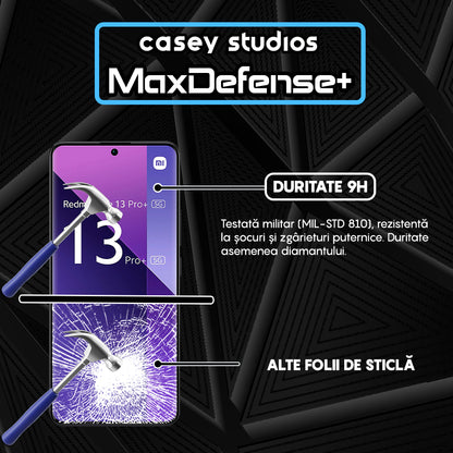 Folie Sticla MaxDefense+ - Xiaomi Redmi Note 13 Pro Plus - Negru