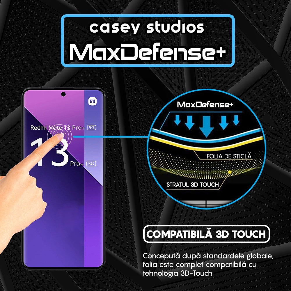 Folie Sticla MaxDefense+ - Xiaomi Redmi Note 13 Pro Plus - Negru