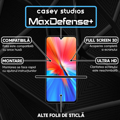 Folie Sticla MaxDefense+ - Xiaomi Redmi Note 8/Redmi Note 8 2021 - Negru