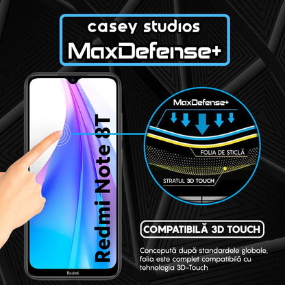Folie Sticla MaxDefense+ - Xiaomi Redmi Note 8T - Negru