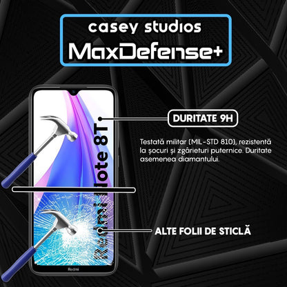 Folie Sticla MaxDefense+ - Xiaomi Redmi Note 8T - Negru