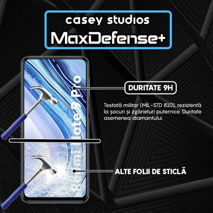 Folie Sticla MaxDefense+ - Xiaomi Redmi Note 9 Pro/Redmi Note 9 Pro Max/Redmi Note 9S - Negru