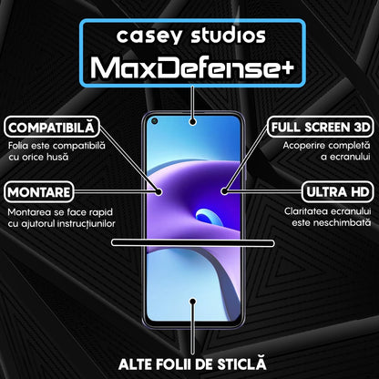 Folie Sticla MaxDefense+ - Xiaomi Redmi Note 9T/Redmi Note 9T 5G - Negru