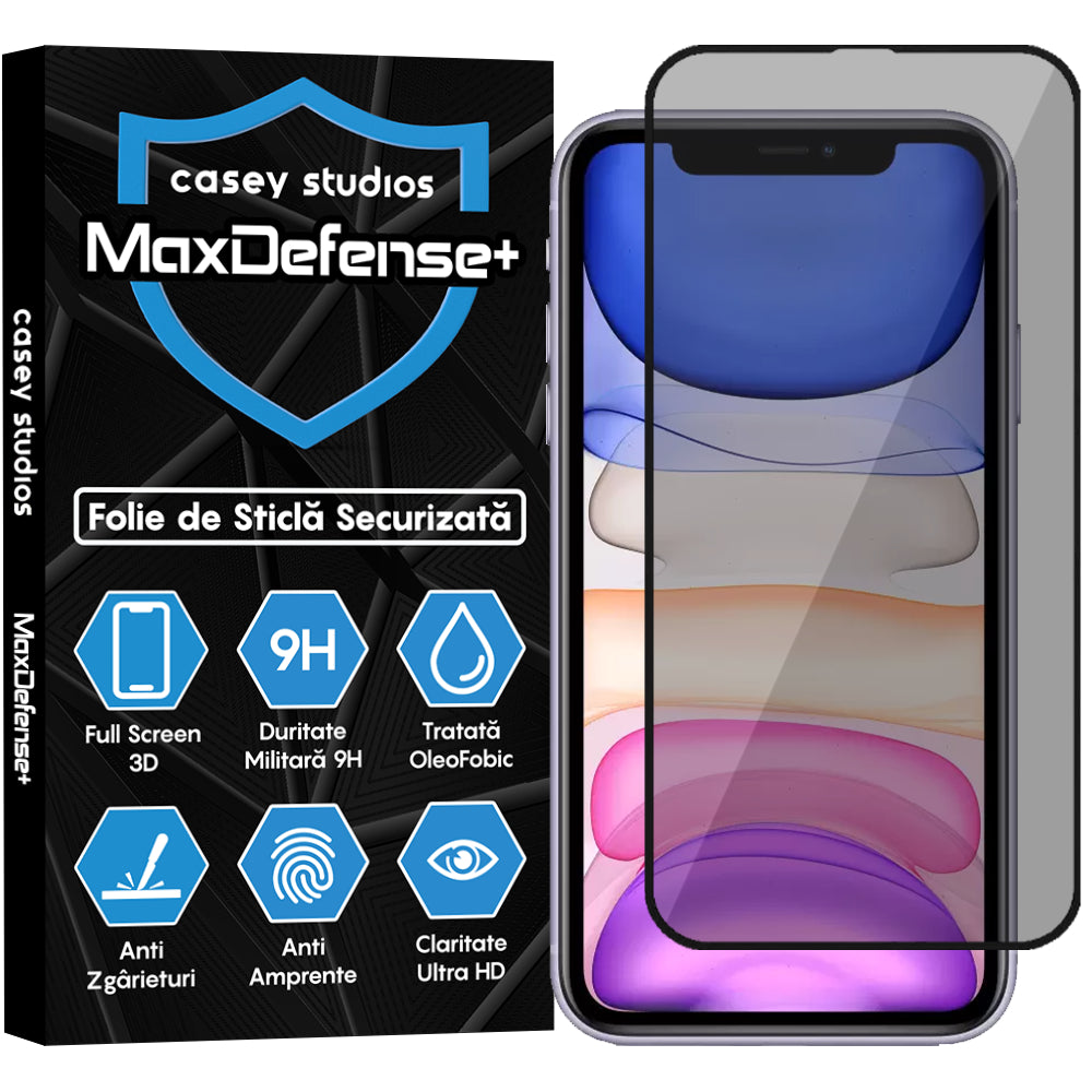 Folie Sticla MaxDefense+ - iPhone 11 Pro Max - Privacy