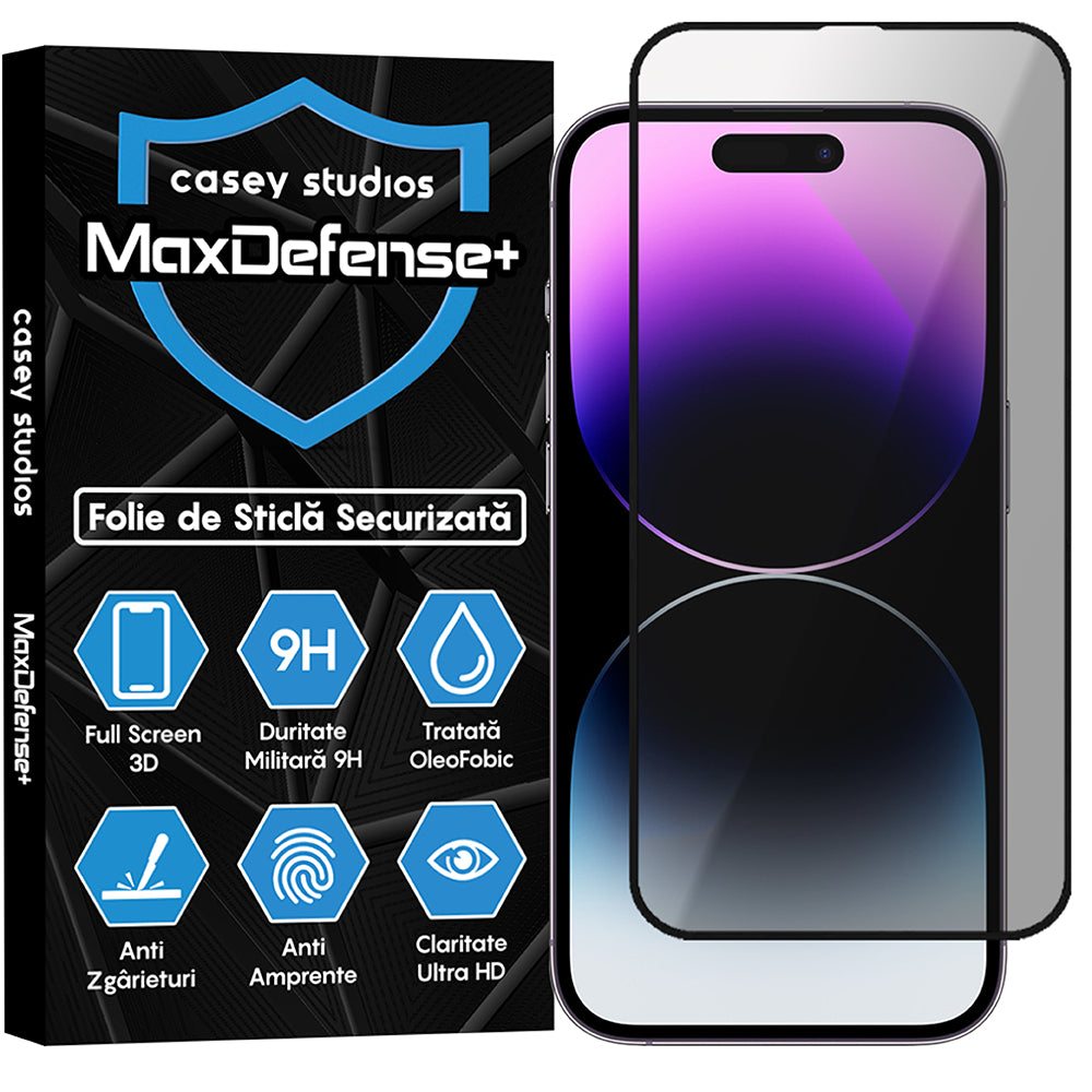 Folie Sticla MaxDefense+ - iPhone 14 Pro - Privacy