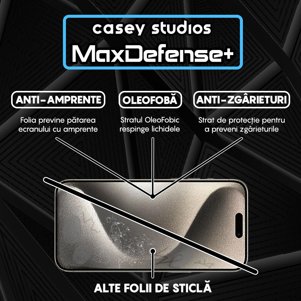 Folie Sticla MaxDefense+ - iPhone 15 Pro Max - Clear