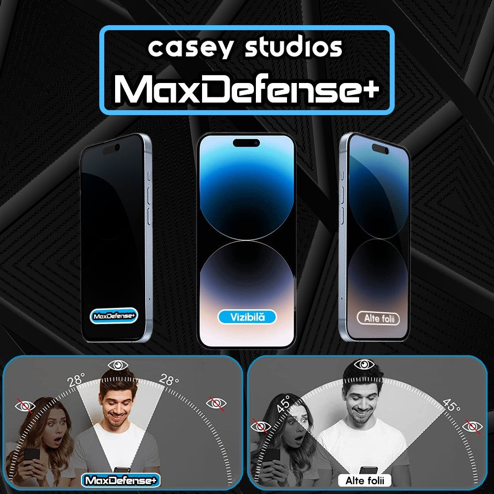 Folie Sticla MaxDefense+ - iPhone 15 Pro - Privacy