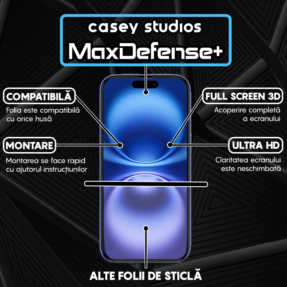Folie Sticla MaxDefense+ - iPhone 16 - Clear