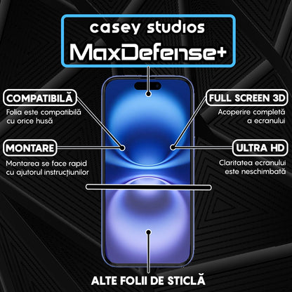 Folie Sticla MaxDefense+ - iPhone 16 - Matte