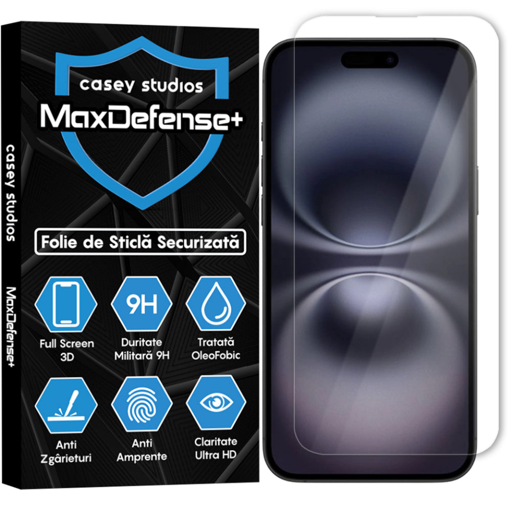Folie Sticla MaxDefense+ - iPhone 16 Plus - Clear