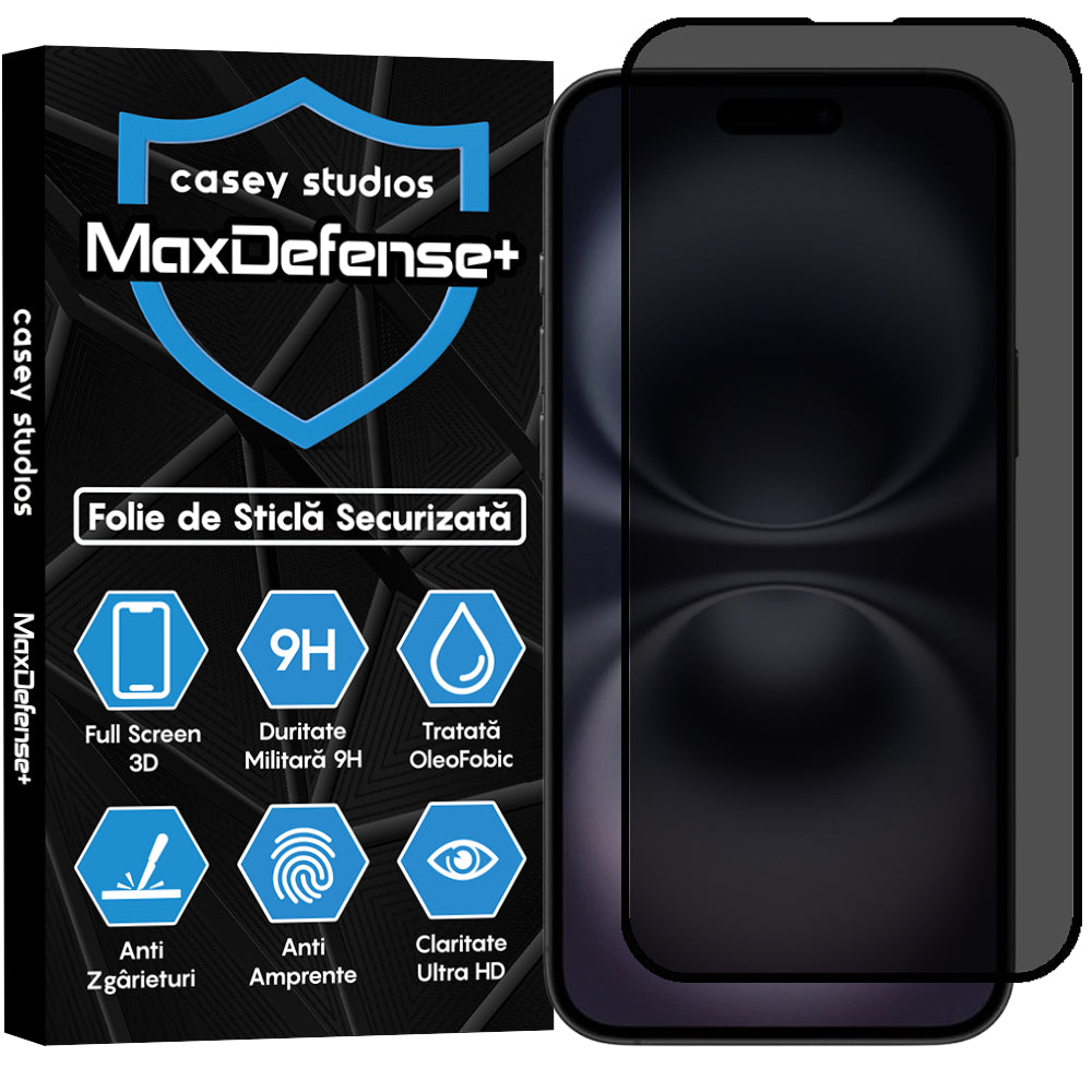 Folie Sticla MaxDefense+ - iPhone 16 Plus - Privacy