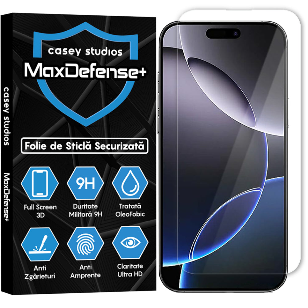 Folie Sticla MaxDefense+ - iPhone 16 Pro Max - Clear