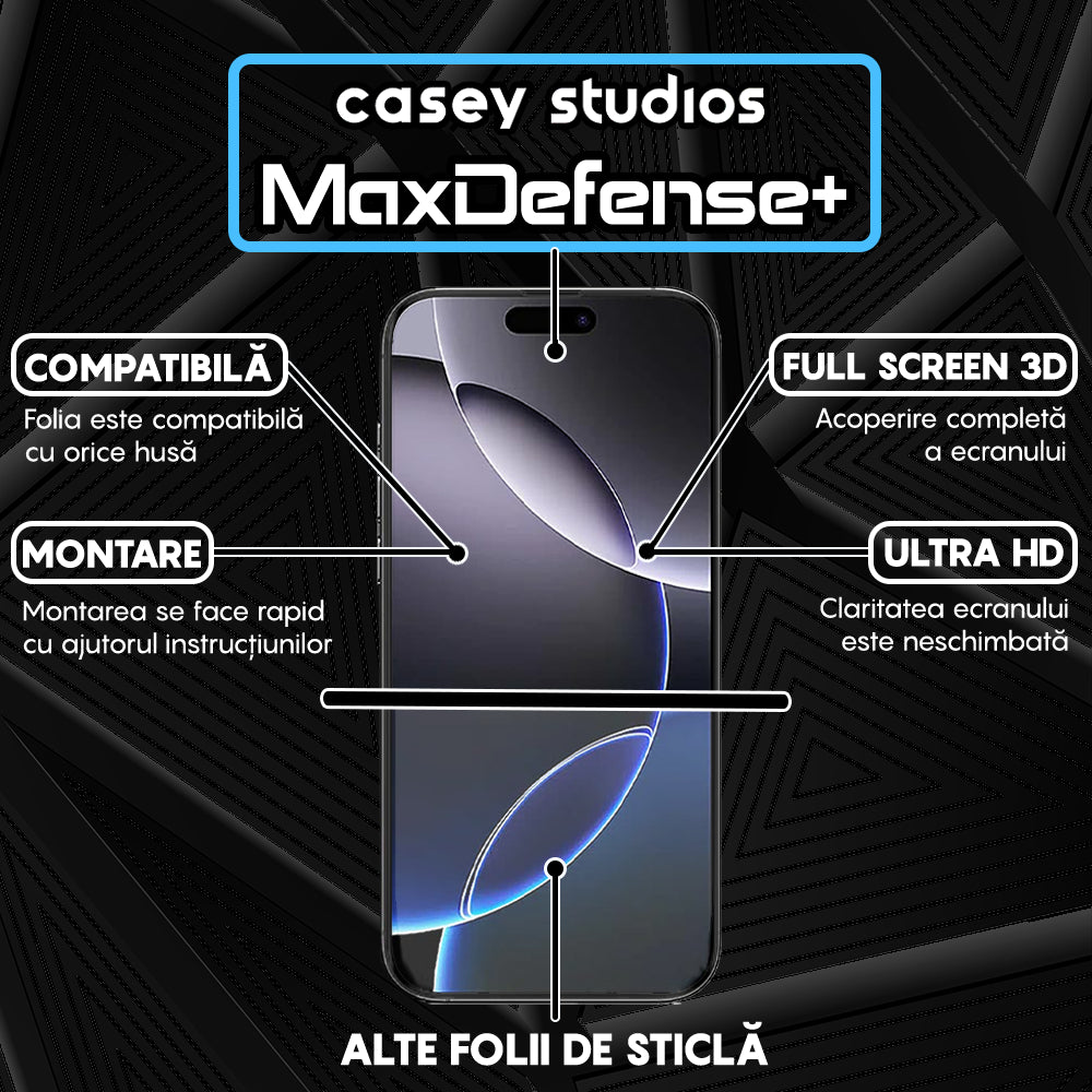 Folie Sticla MaxDefense+ - iPhone 16 Pro Max - Privacy
