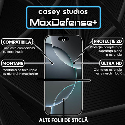 Folie Sticla MaxDefense+ - iPhone 16 Pro - Clear