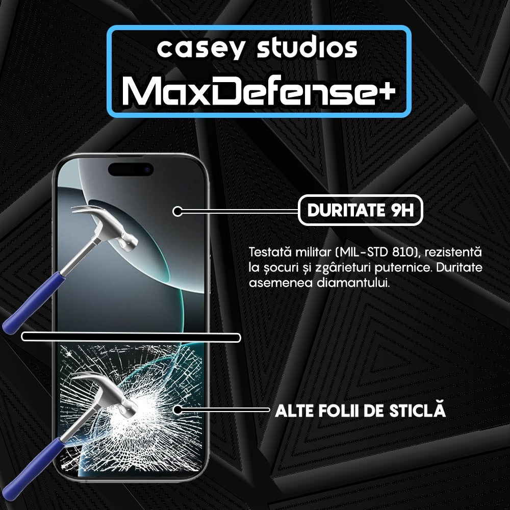 Folie Sticla MaxDefense+ - iPhone 16 Pro - Clear