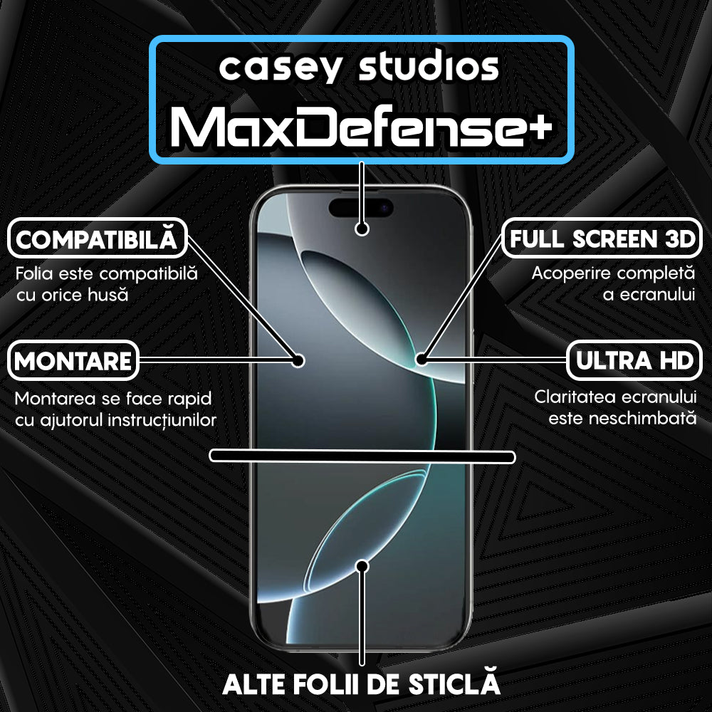 Folie Sticla MaxDefense+ - iPhone 16 Pro - Matte