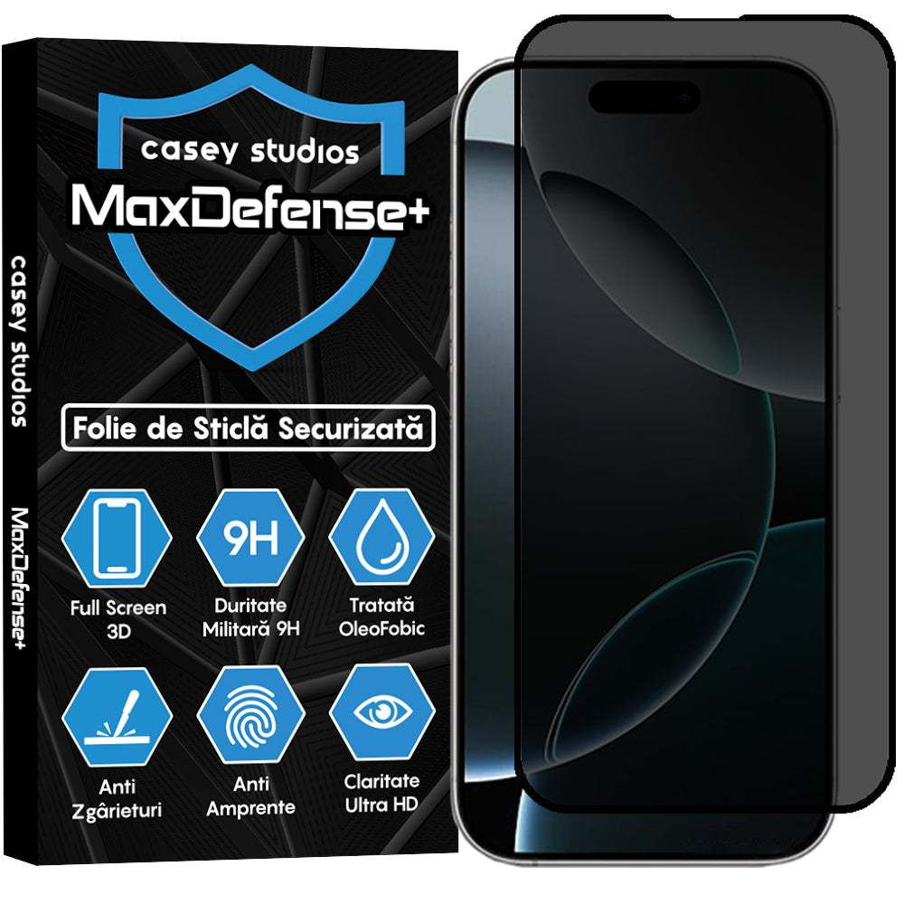 Folie Sticla MaxDefense+ - iPhone 16 Pro - Privacy