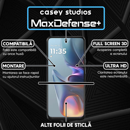 Folie Sticla MaxDefense+ - Motorola Moto E15 - Negru