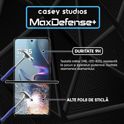 Folie Sticla MaxDefense+ - Motorola Moto E15 - Negru