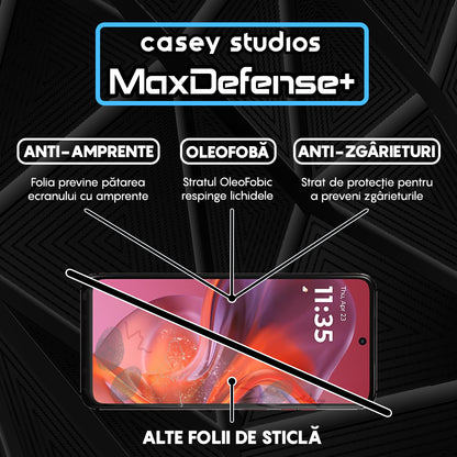 Folie Sticla MaxDefense+ - Motorola Moto G05 - Negru