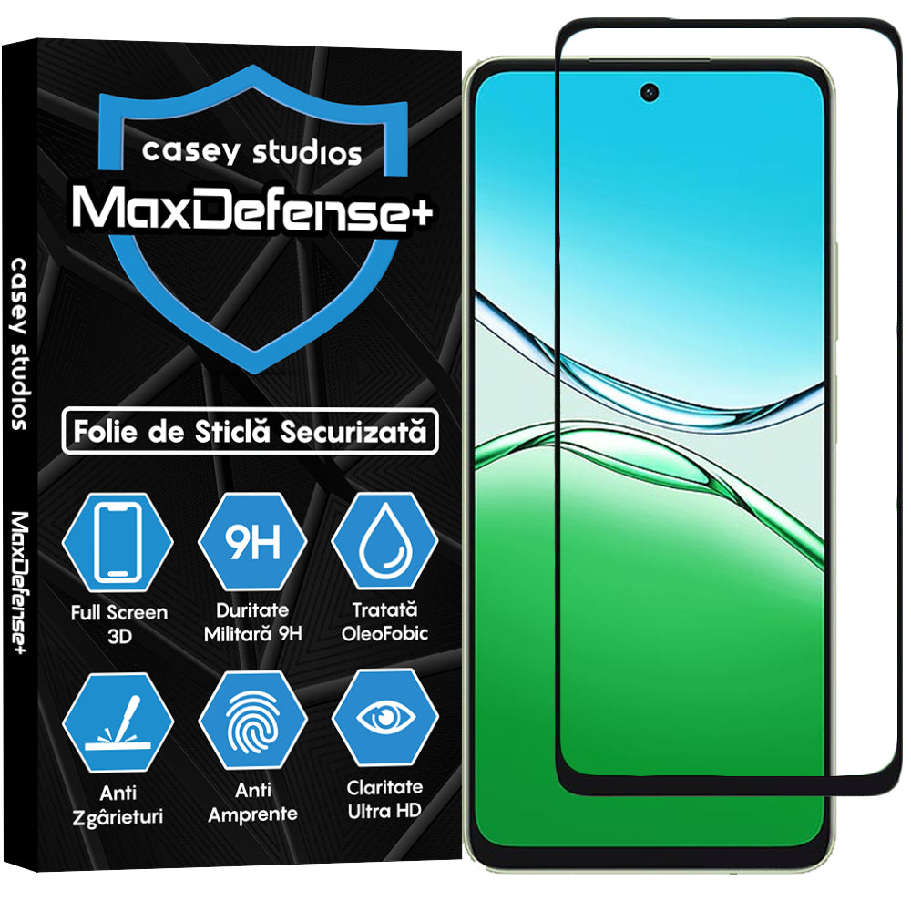 Folie Sticla MaxDefense+ - Oppo A5 Pro - Negru