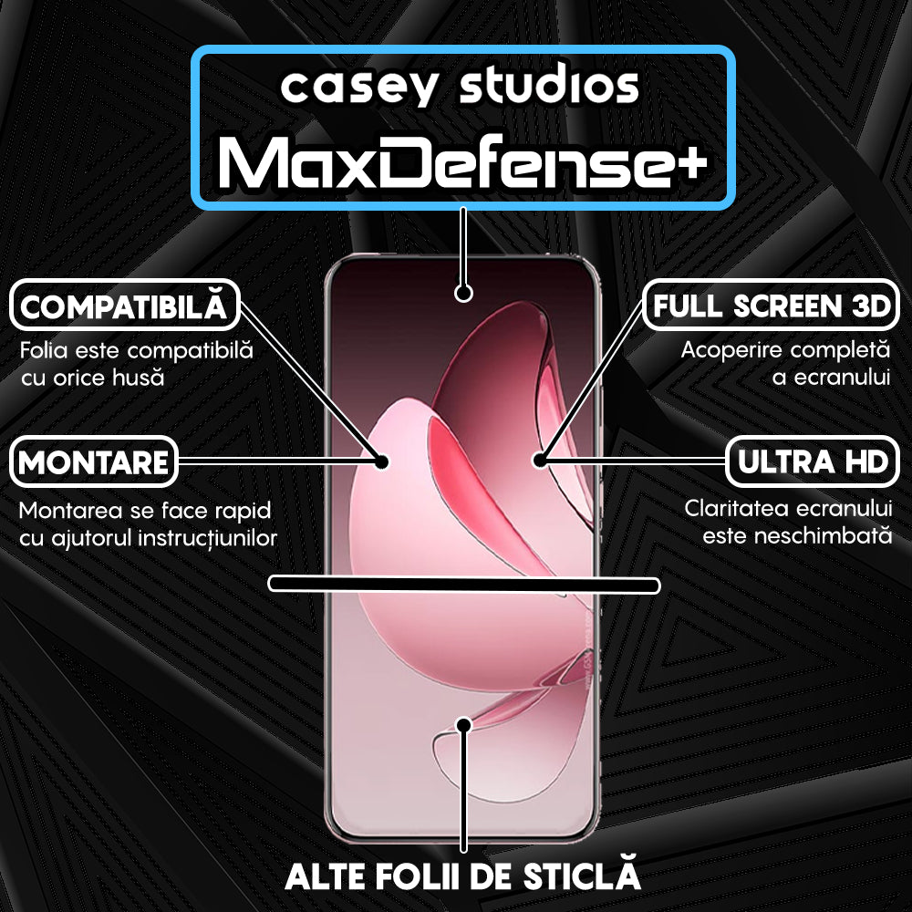 Folie Sticla MaxDefense+ - Oppo Reno13 Pro - Clear