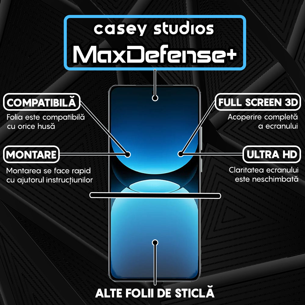 Folie Sticla MaxDefense+ - Realme GT7 Pro Racing - Negru