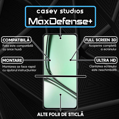 Folie Sticla MaxDefense+ - Realme Note 60x - Negru