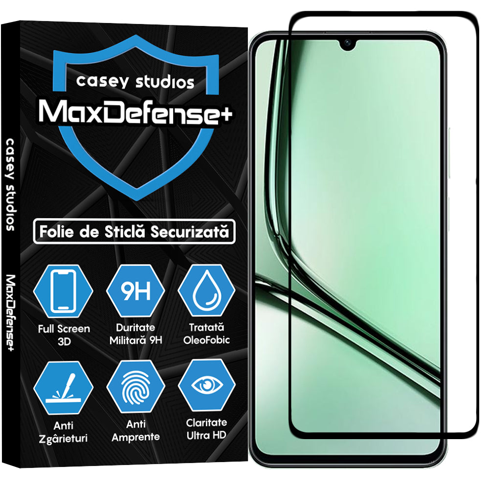 Folie Sticla MaxDefense+ - Realme Note 60x - Negru