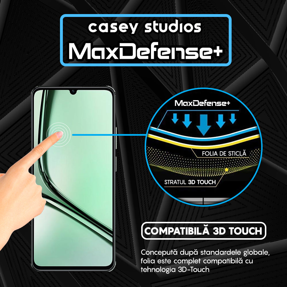 Folie Sticla MaxDefense+ - Realme Note 60x - Negru