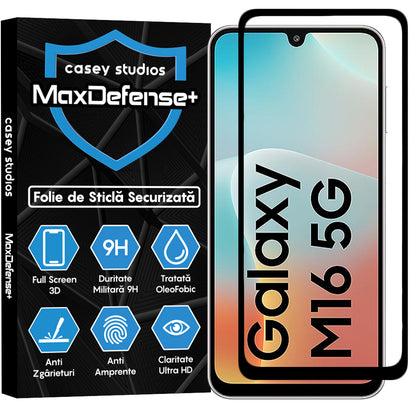 Folie Sticla MaxDefense+ - Samsung Galaxy M16 - Negru