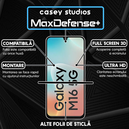 Folie Sticla MaxDefense+ - Samsung Galaxy M16 - Negru
