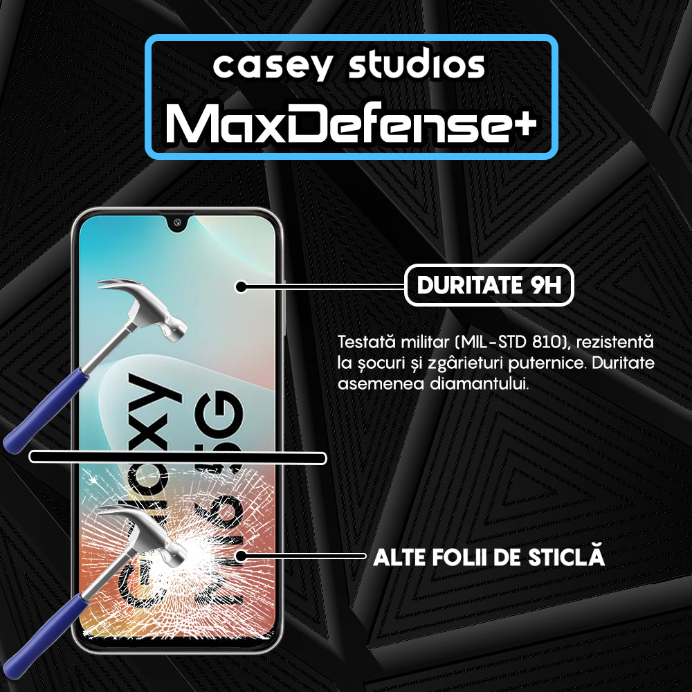 Folie Sticla MaxDefense+ - Samsung Galaxy M16 - Negru