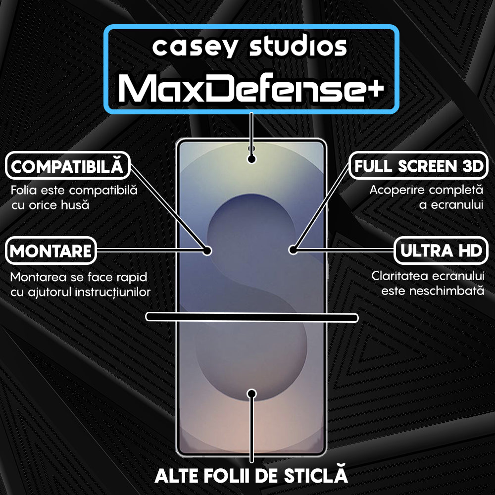 Folie Sticla MaxDefense+ - Samsung Galaxy S25 Ultra - Negru