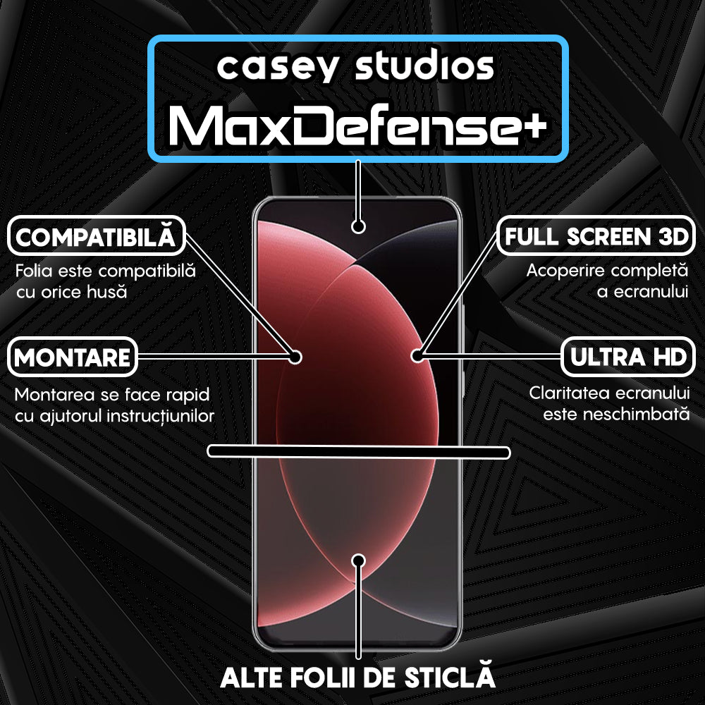 Folie Sticla MaxDefense+ - Xiaomi 15 Ultra - Negru